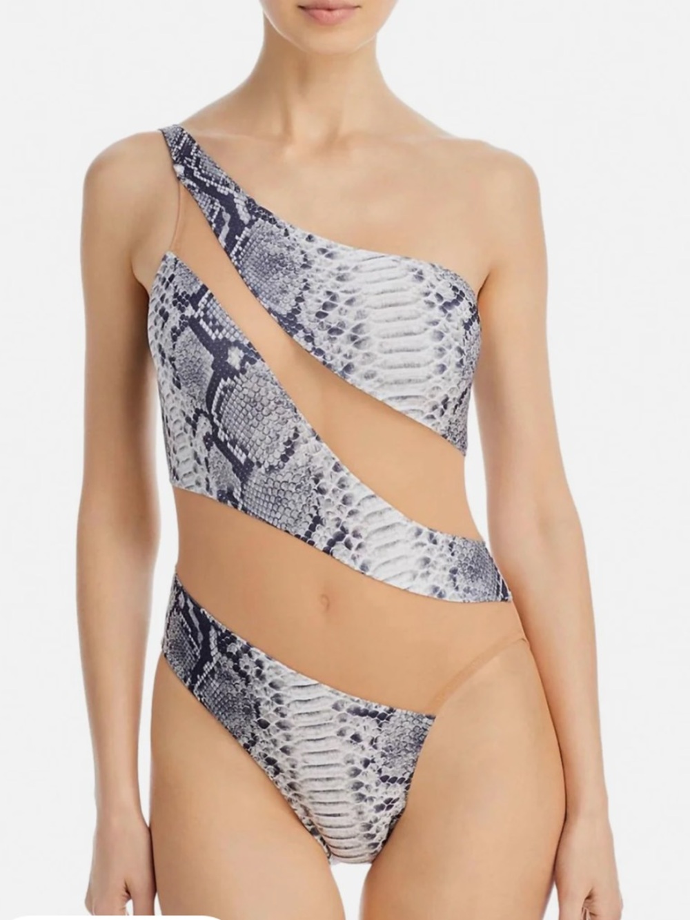 NWT NORMA KAMALI python snakeskin nude stretch mesh swimsuit bikini